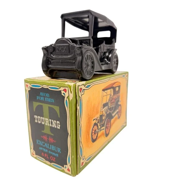 NOS Avon Touring T After Shave Bottle Men 6oz Black  Vintage Decanter - Picture 4 of 16